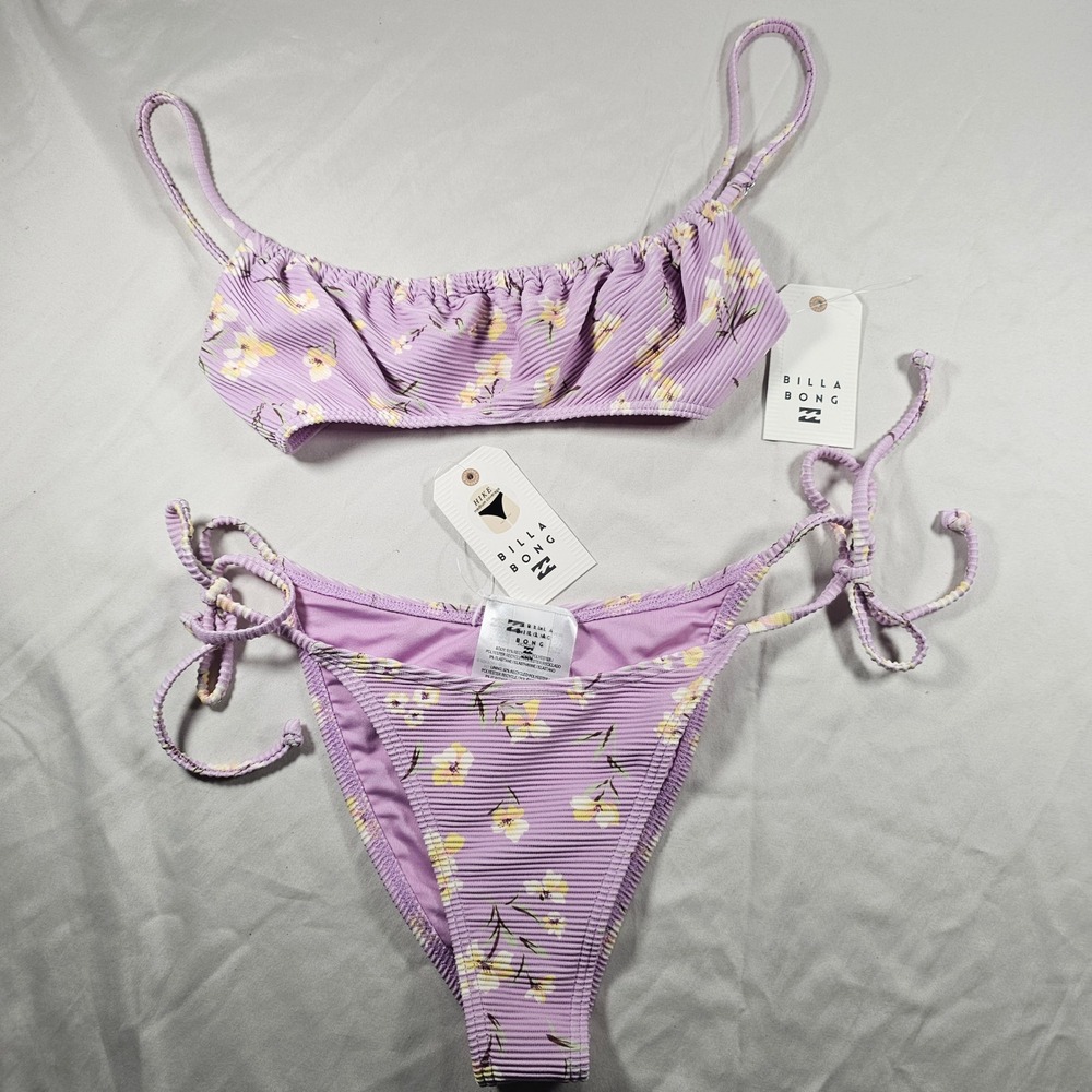 BillaBong Mila M Medium Peaceful Petals Purple Bralette Bikini Swim NWT 1637